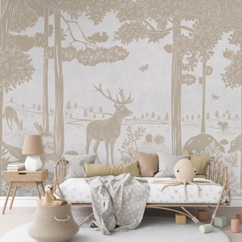Fototapet Monochrome Forest - White Vintage, Kikki Belle - Img 3