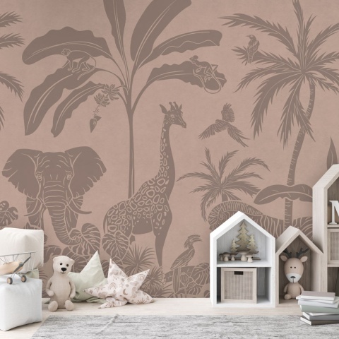 Fototapet Monochrome Jungle - Pink Vintage, Kikki Belle - Img 3