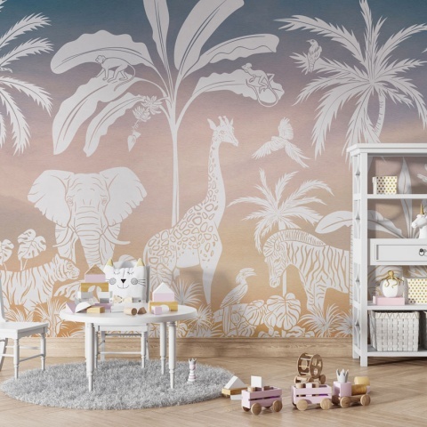 Fototapet Monochrome Jungle - Sky Pink, Kikki Belle - Img 5