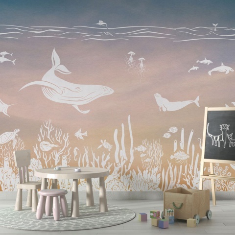 Fototapet Monochrome Sea - Aqua Pink, Kikki Belle - Img 4