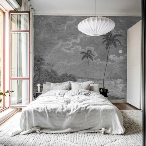 Fototapet, Palm Beach, Black & White, Rebel Walls