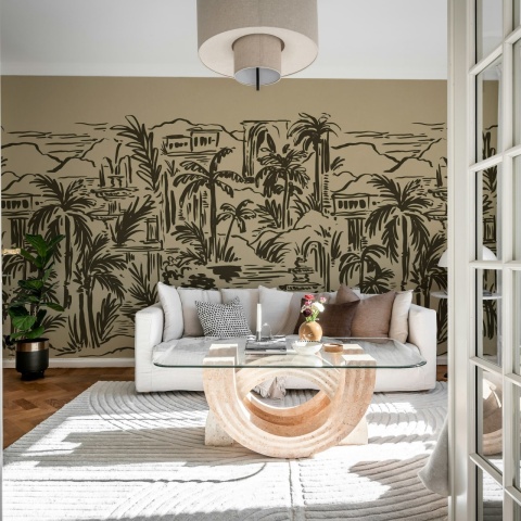 Fototapet, Palm Oasis, Black, Rebel Walls