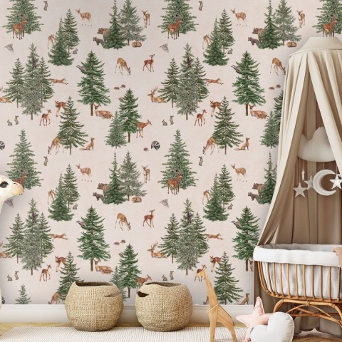 Fototapet Pine Forest - White, Kikki Belle - Img 4