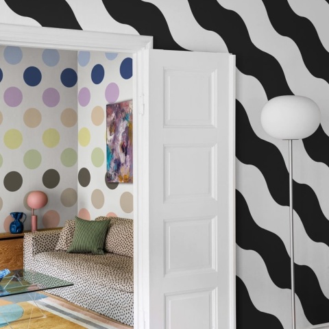 Fototapet, Polka Stripe, Black &amp; White, Rebel Walls - Img 3
