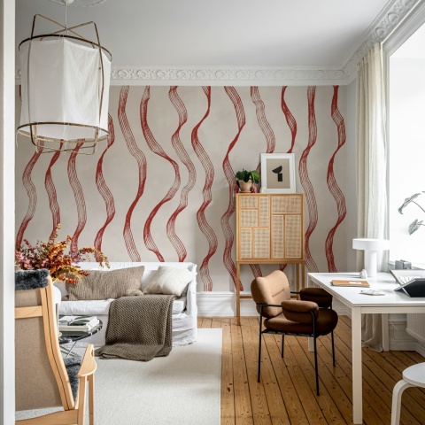 Fototapet, Ribbon Stripe, Red, Rebel Walls