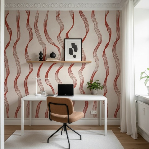 Fototapet, Ribbon Stripe, Red, Rebel Walls - Img 6