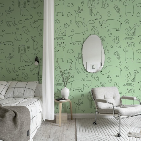 Fototapet, Sketches, Green, Rebel Walls - Img 6