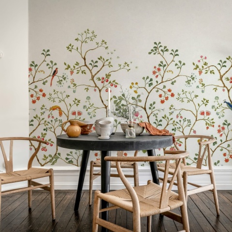 Fototapet, Songbird Mural, White, Rebel Walls