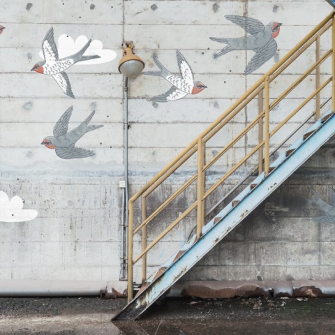 Fototapet, Stairway Graffiti, Swallow, Rebel Walls - Img 2