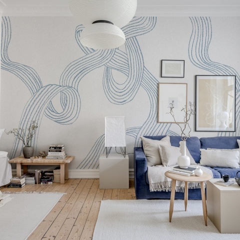 Fototapet, Stripes, Light Blue, Rebel Walls