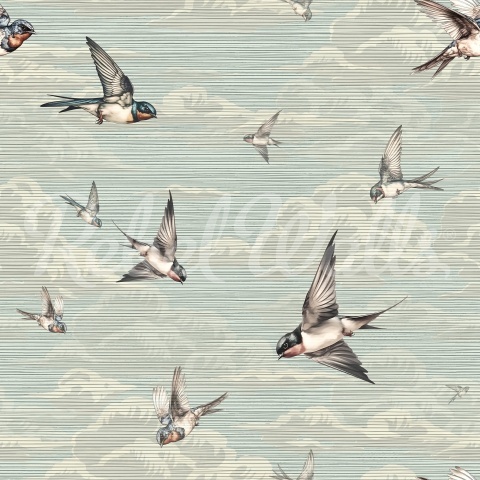 Fototapet, Swallow Sky, Vintage Blue, Rebel Walls - Img 2