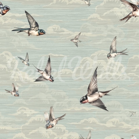 Fototapet, Swallow Sky, Vintage Blue, Rebel Walls - Img 2