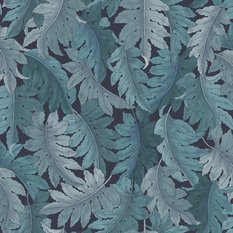 Fototapet, Swirling Fern, Blue, Rebel Walls - Img 2