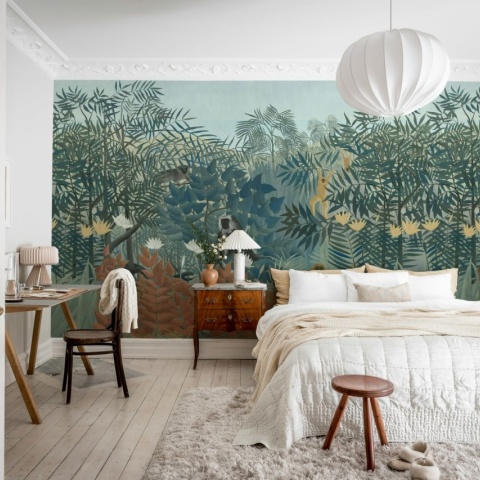 Fototapet, Tropical Forest With Monkeys, Blue, Rebel Walls