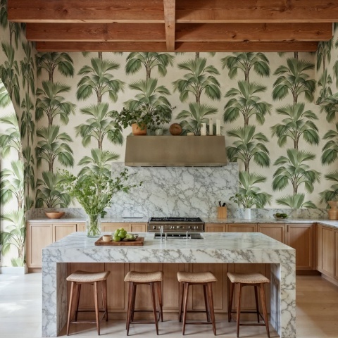 Fototapet, Tropical Rhythm, Beige, Rebel Walls