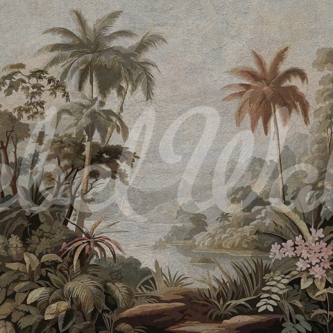 Fototapet, Vintage Jungle, Green, Rebel Walls - Img 2