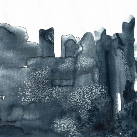 Fototapet, Watercolor City, Blue, Rebel Walls - Img 2