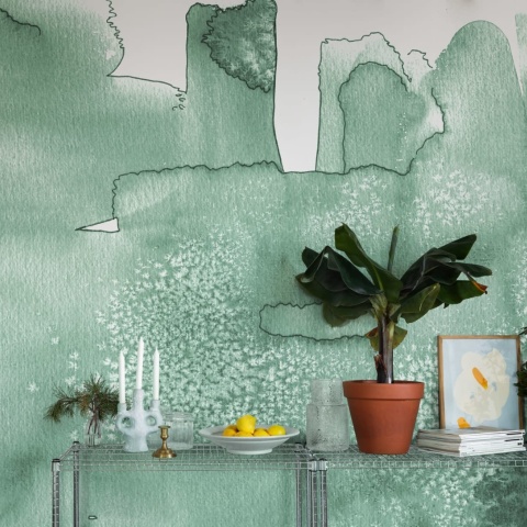 Fototapet, Watercolor City, Green, Rebel Walls - Img 6