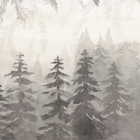 Fototapet, Watercolor Forest, Gray, Rebel Walls - Img 2