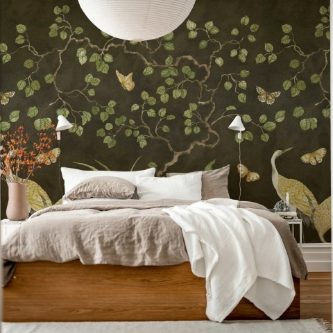 Fototapet, Where Cranes Dream, Black, Rebel Walls - Img 3