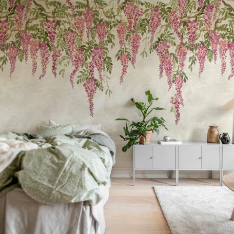Fototapet, Whispers Wisteria, Pink, Rebel Walls