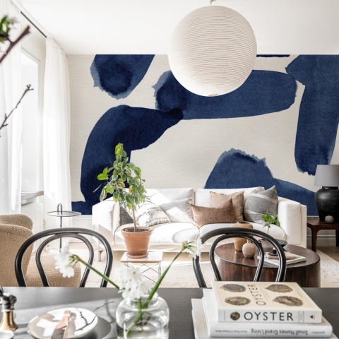 Fototapet, Wiggle Shapes, Blue, Rebel Walls