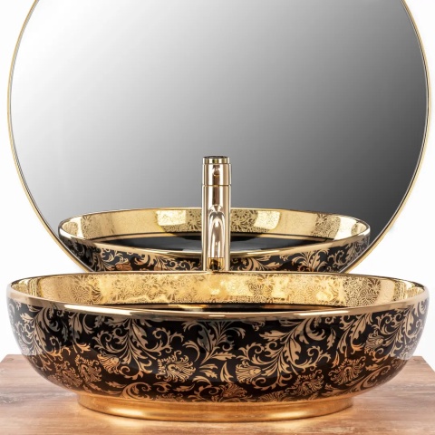 Lavoar pe blat Margot gold/ black ceramic - Img 2