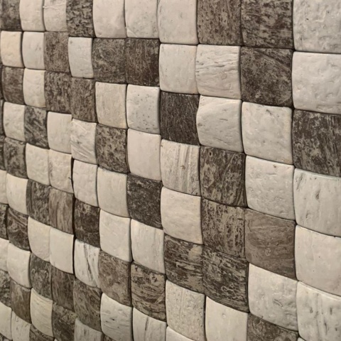 Panou decorativ 3D, Coconut, Honai Mosaic White&amp;Brown, 6 placi 42x42cm, 1.05 mp - Img 6