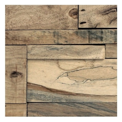 Panou decorativ 3D, Lemn de cauciuc, Lupe Sina, 9 placi 60x20cm, 1 mp - Img 2