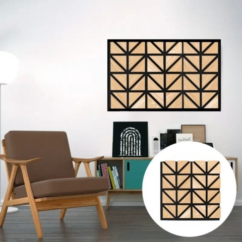 Panou riflaj acustic decorativ, MDF si pasla, AC37, 50x50x1.8cm, Stejar - Img 6
