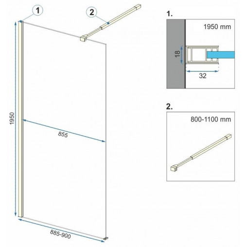 Paravan de dus tip Walk-in Rea Aero 90x195 cm profil auriu - Img 6
