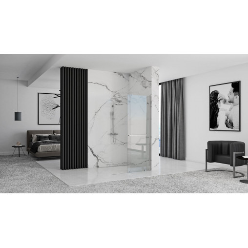 Paravan de dus tip Walk-in Rea Cortis cu parte culisanta 120x200 cm profil crom - Img 6