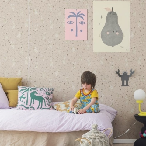 Tapet Bunny Field, Pink, Rebel Walls - Img 3