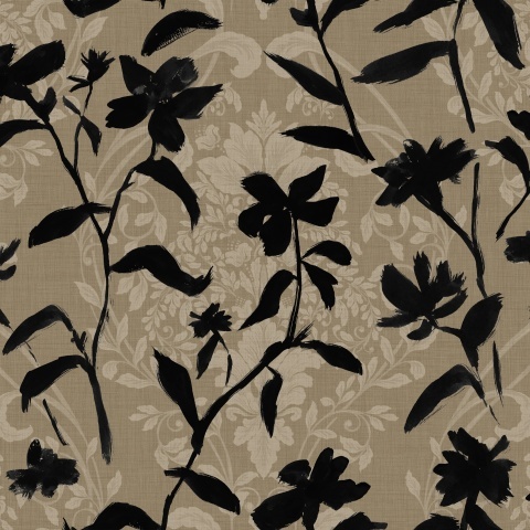 Tapet lavabil Blooming Damask, Black, TresTintas 5mp / rola - Img 2