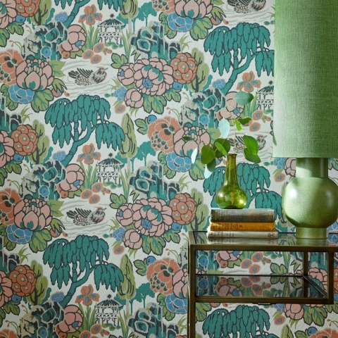 Tapet, Mandarin Garden, Coral, 1838 Wallcoverings, 5.3mp / rola