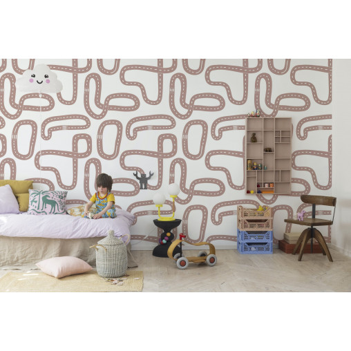 Tapet Race Track, Soft Pink, Rebel Walls