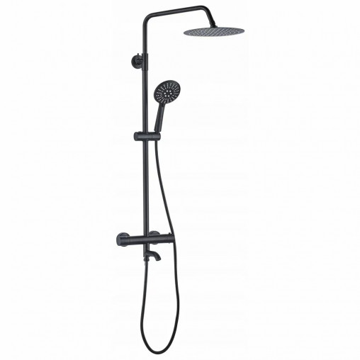 Coloana de dus cu baterie monocomanda Rea Lungo negru mat cu termostat
