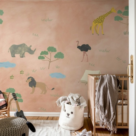 Fototapet, Animal Safari, Pink, Rebel Walls