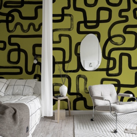 Fototapet, Artzy Lines, Yellow, Rebel Walls - Img 4