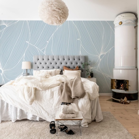Fototapet, Big Leafs, Baby Blue, Rebel Walls - Img 4