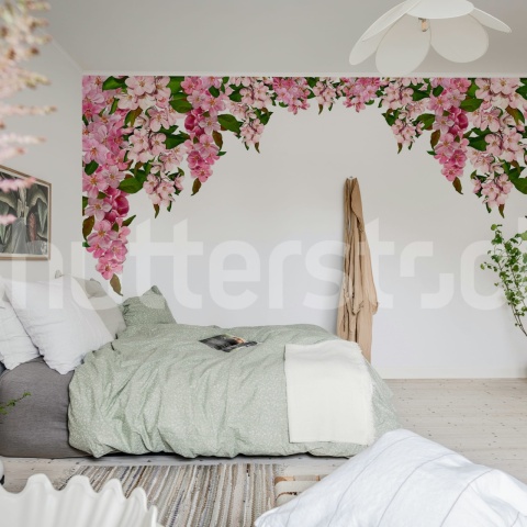 Fototapet, Bloom Garland, Pink, Rebel Walls