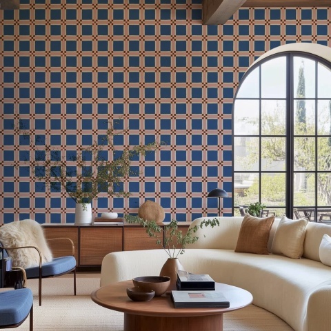 Fototapet, Bold Grid, Blue, Rebel Walls