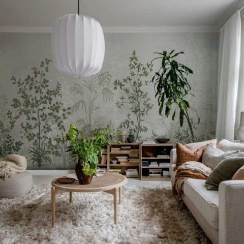 Fototapet, Chinoiserie Haze, Sage Green, Rebel Walls