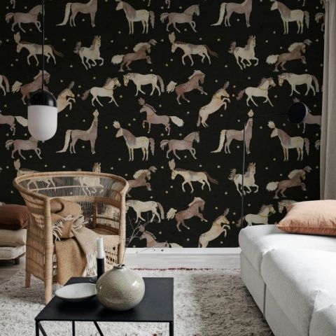 Fototapet, Circus Horses, Black, Rebel Walls