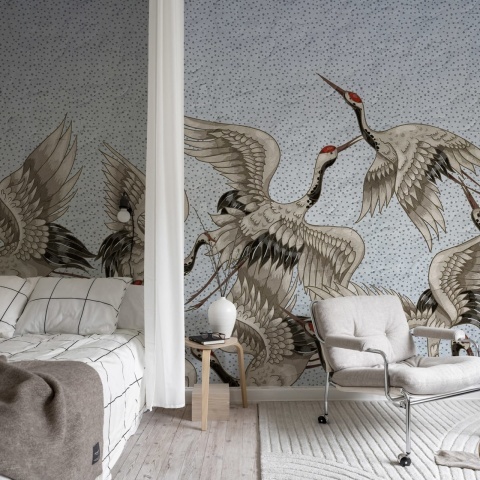 Fototapet, Crain Birds, Light Blue, Rebel Walls