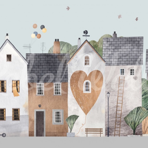 Fototapet, Cute Village, Pastel, Rebel Walls - Img 2
