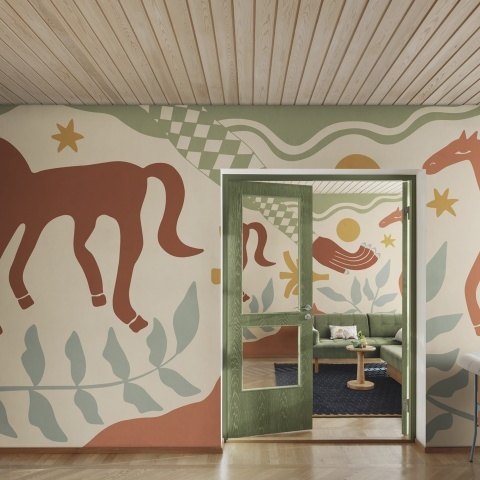 Fototapet, Emmas Horses, Red &amp; Green, Rebel Walls - Img 3