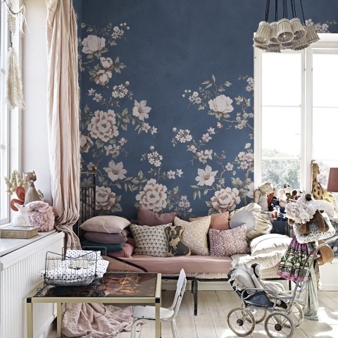 Fototapet, Floral Chinoiserie, Dark Blue, Rebel Walls - Img 3