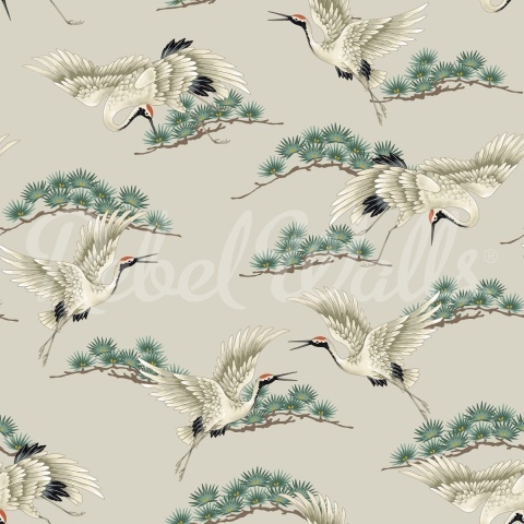 Fototapet, Flying Cranes, Beige, Rebel Walls - Img 2
