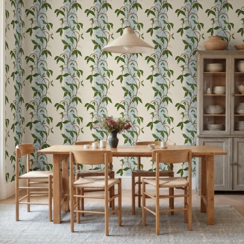 Fototapet, Garden Stripe, Light Blue, Rebel Walls